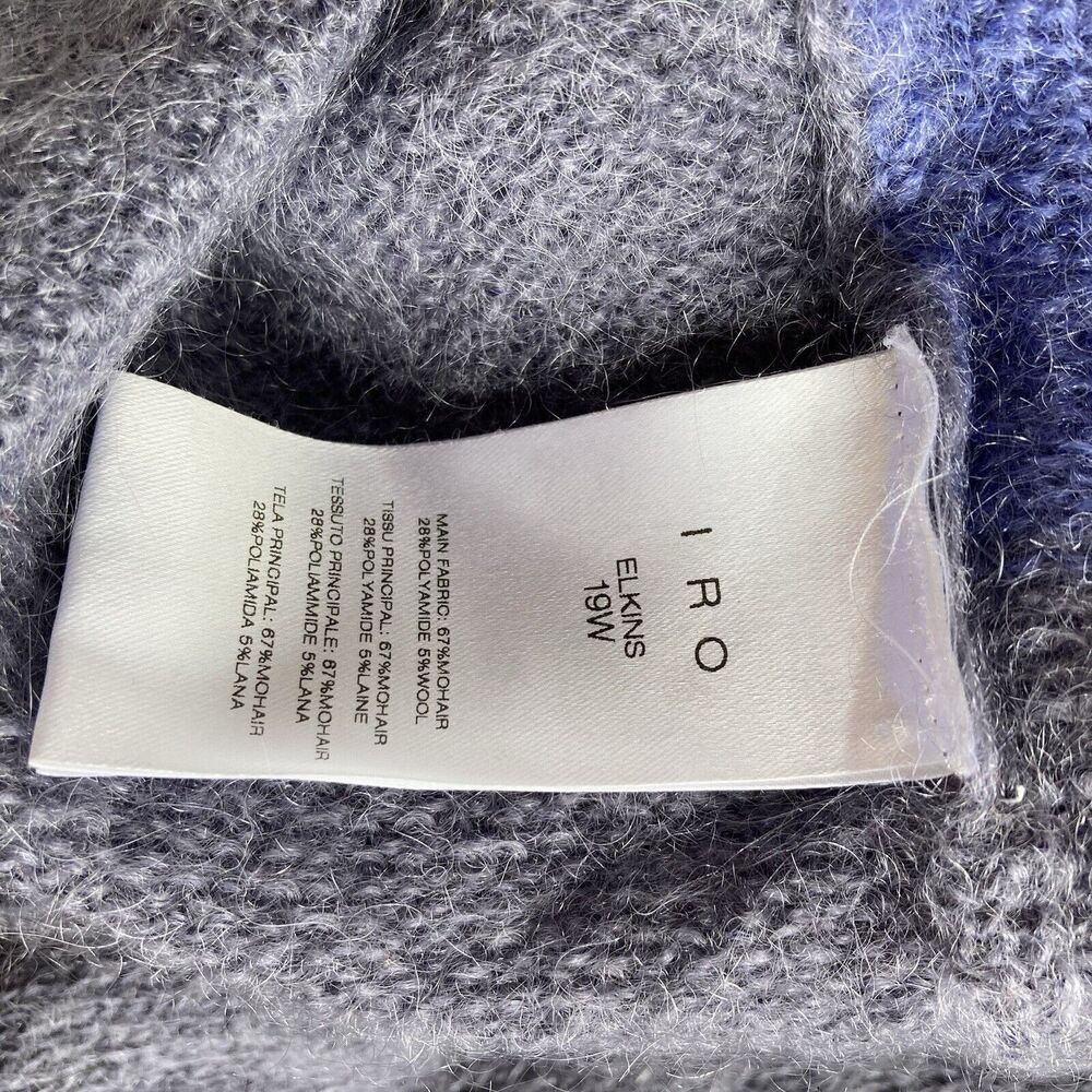 IRO Elkins Striped Mohair Blend Crew Neck Sweater Colour Storm Blue Size XS - Picture 5 of 5